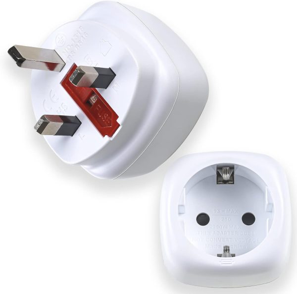 1x Europe Plug 2 Pin to 3 Pin UK Travel Adaptor